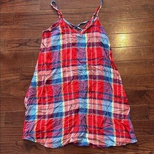 Plaid Dress in Red and Blue